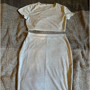 2 piece set. Gray skirt and gray crop top